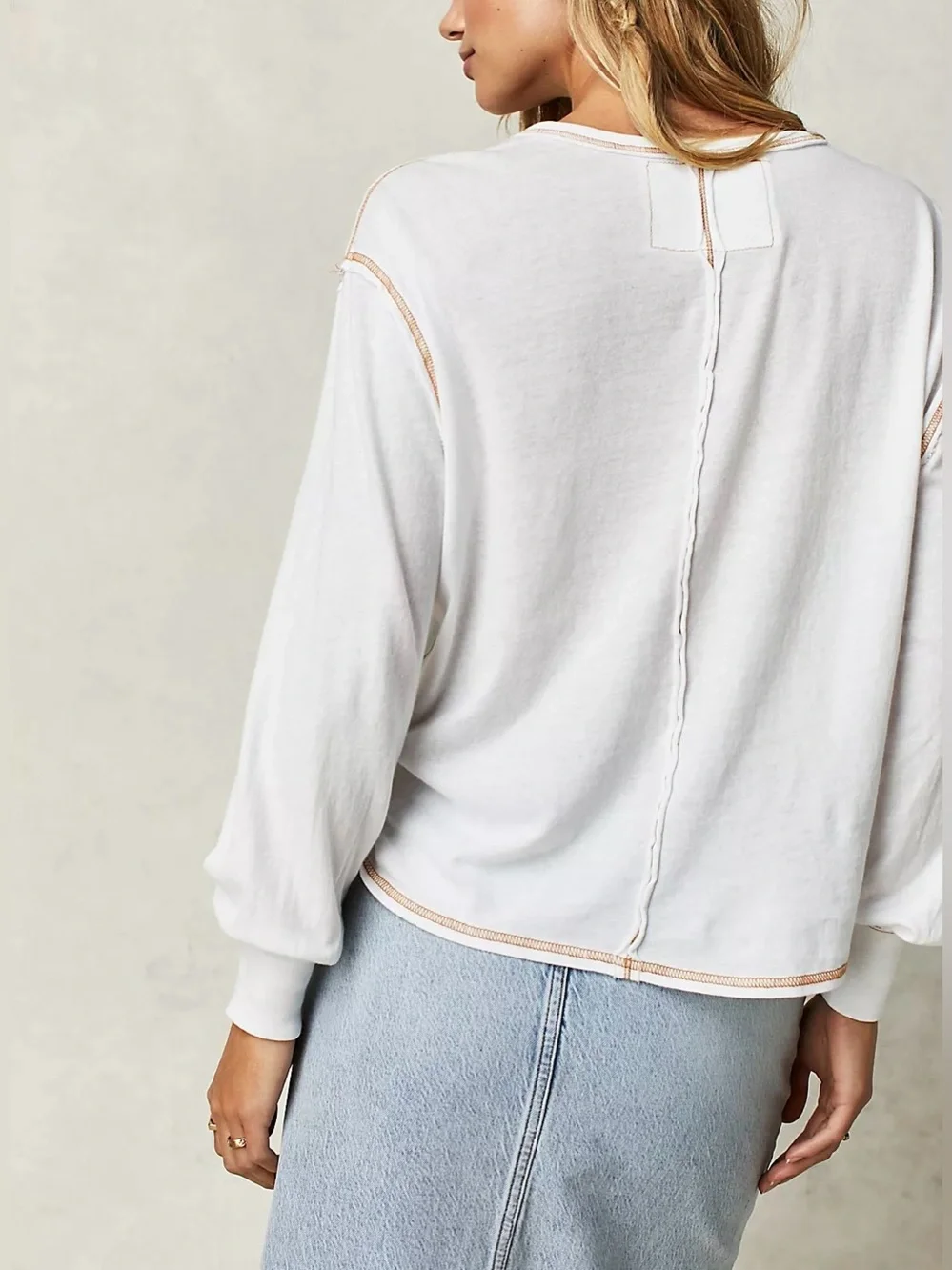 NWOT Free People We the Free Let It Roll Long Sleeve - ivory combo - XS, Small